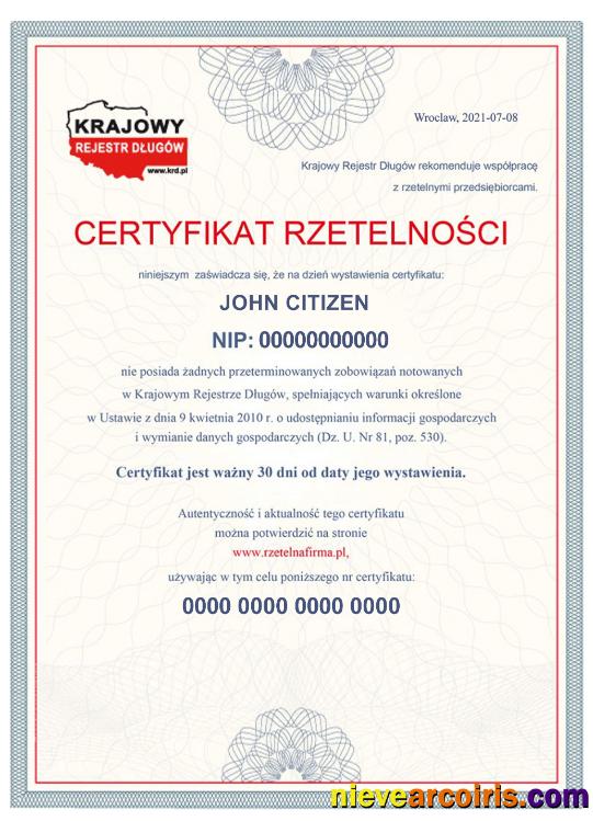 POLAND business certificate